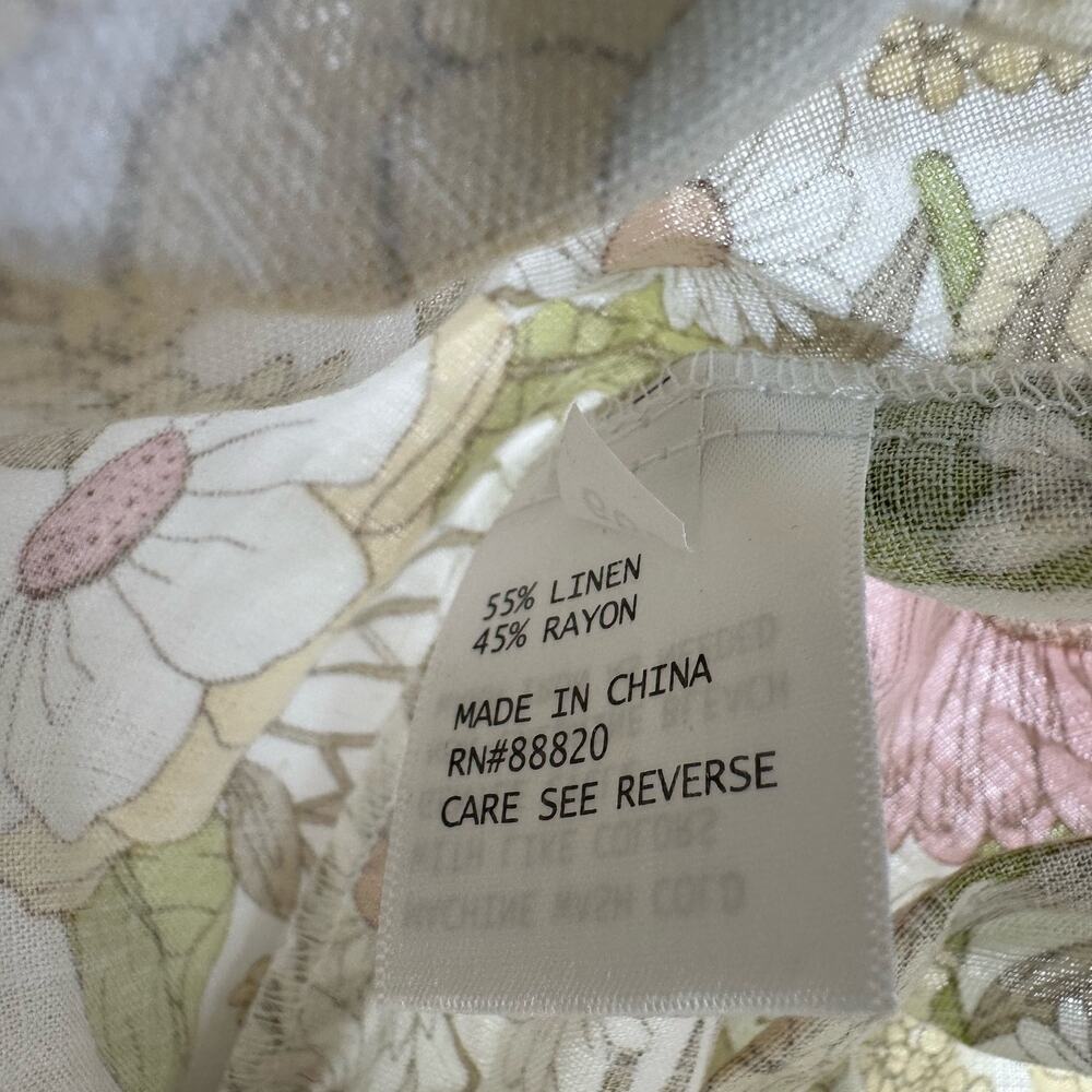 Rachel Zoe size‎ Large crop top balloon sleeve linen blend floral top shirt NWT - Picture 6 of 6